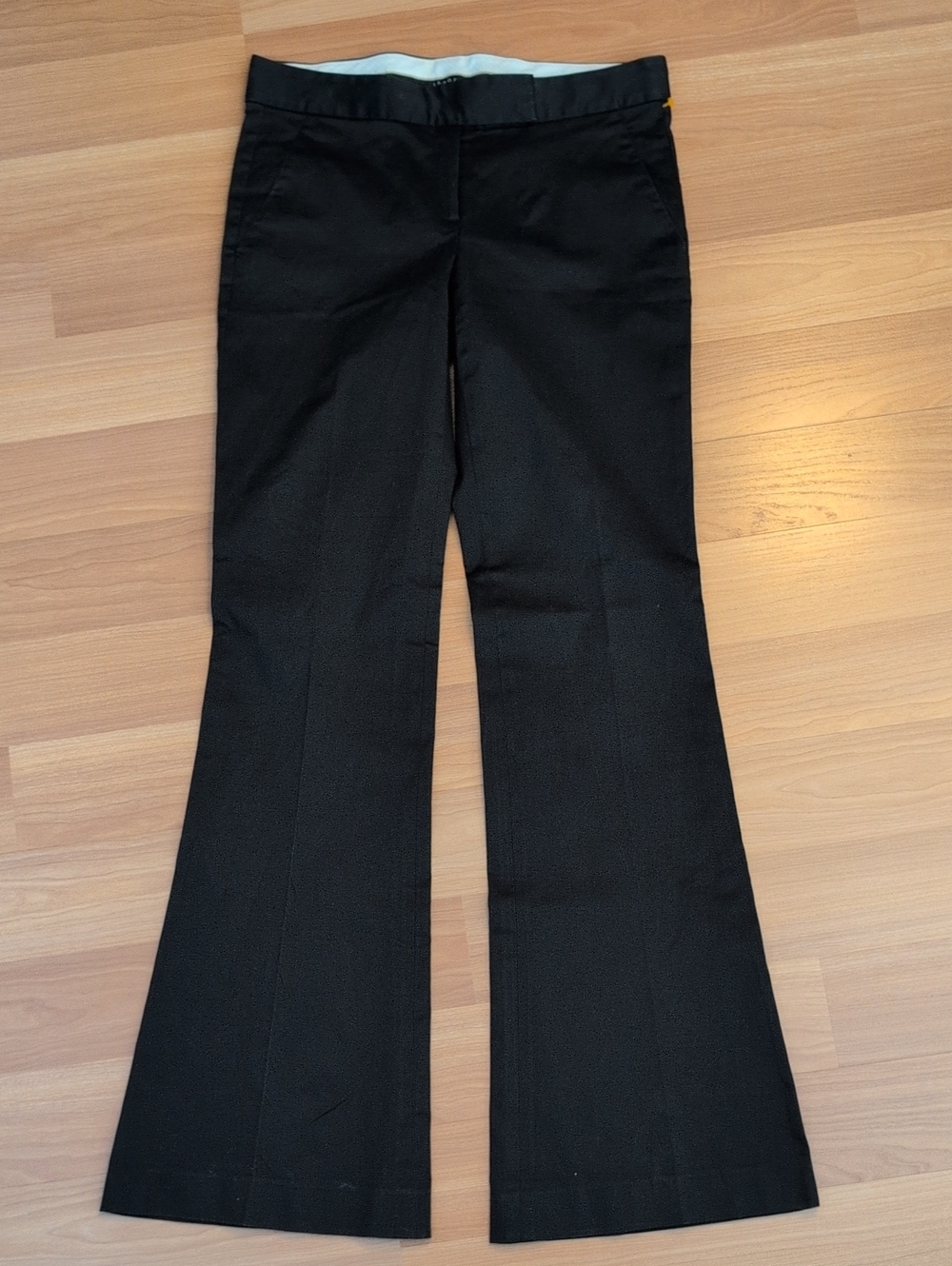 VTG Theory Made in USA Flared Dress Pants Trousers Size 6 Black Flat Front